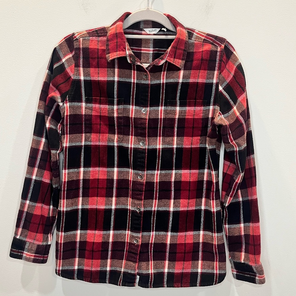 Woolrich Long Sleeve Flannel Shirt Women's Size Medium Red Plaid 100% Cotton